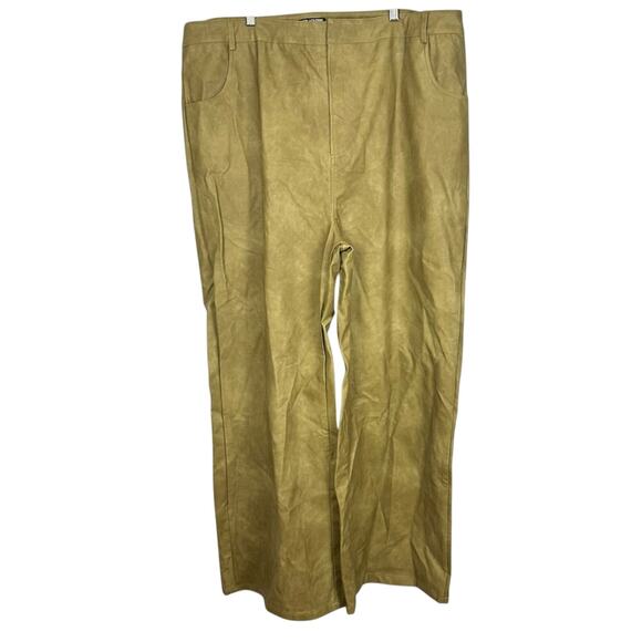 PrettyLittleThing Plus Olive Washed Faux Leather Straight Trousers Size 18 NWT - Picture 6 of 14